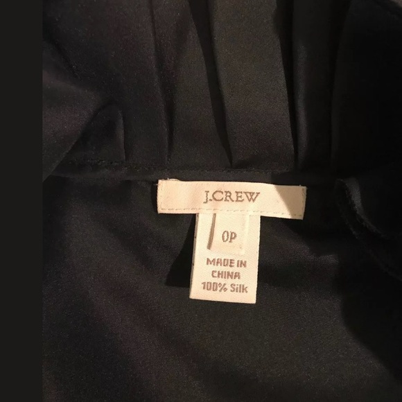 J. CREW Silk Frances Blouse Black Top Ruffle Feont Neckline Shirt Sleeveless - Picture 6 of 9